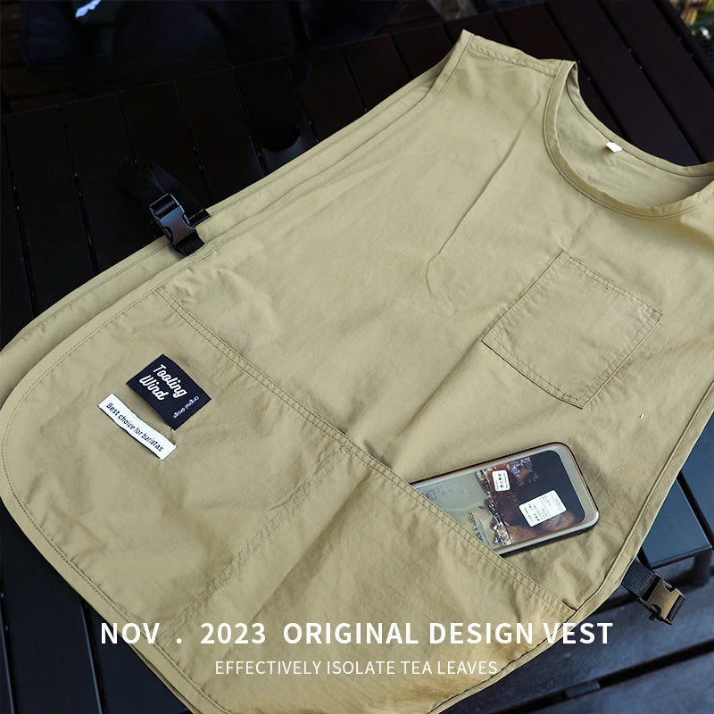 Apron Waterproof Antifouling Solid Colored Nylon Vest Style Sleeveless Apron Oasis Select