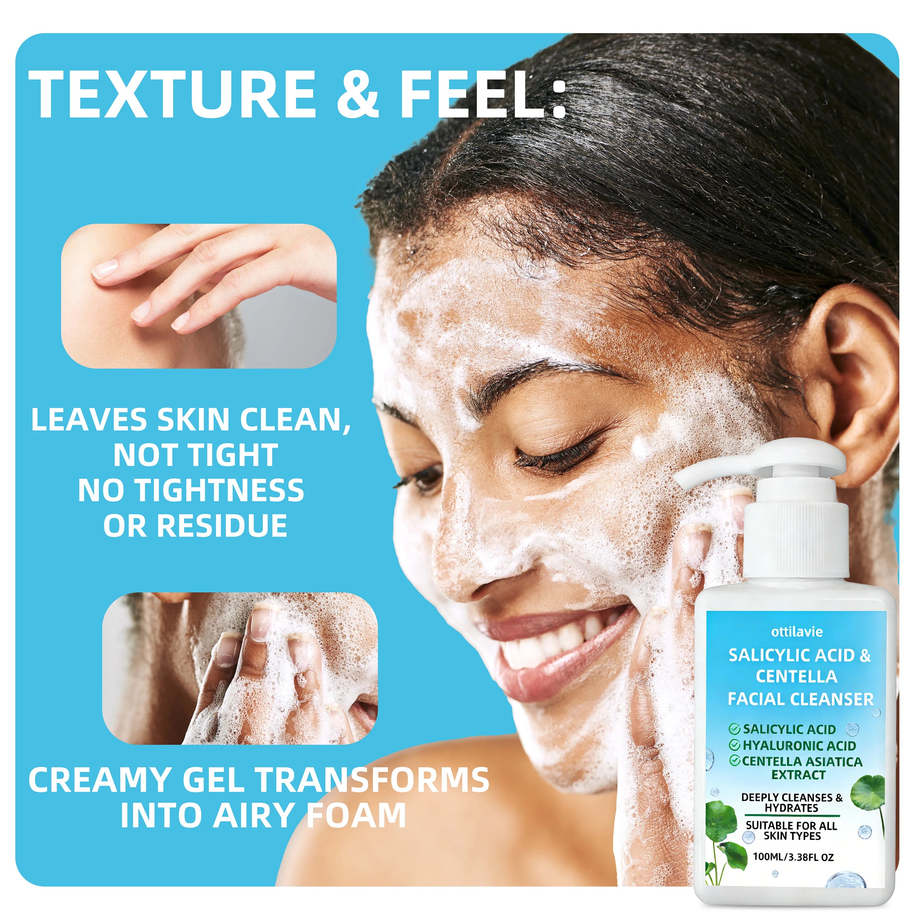 Ottilavie Salicylic Acid & Centella Face Wash 100ml Cleanser Facial Cleanser Oasis Select
