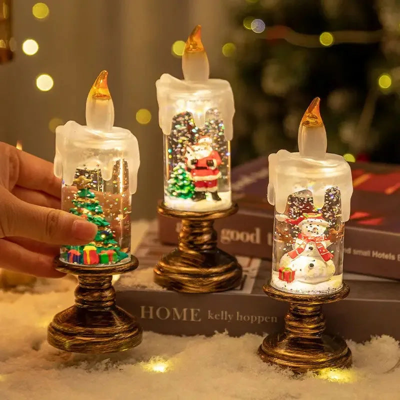 Christmas Candle Night Light Desktop Decoration - LED Luminous Ambient Ornament Gift for Home Scene Setup Oasis Select