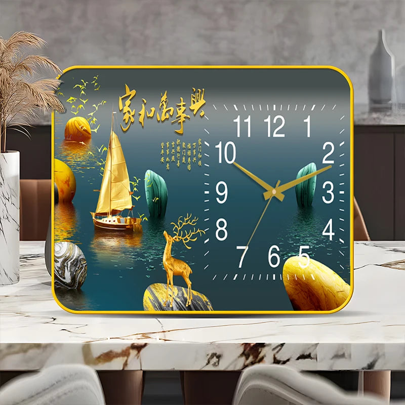Light Luxury Table Clock Living Room Home Desktop Quartz Creative Clock Ornament Sitting Desk Clock Oasis Select D
