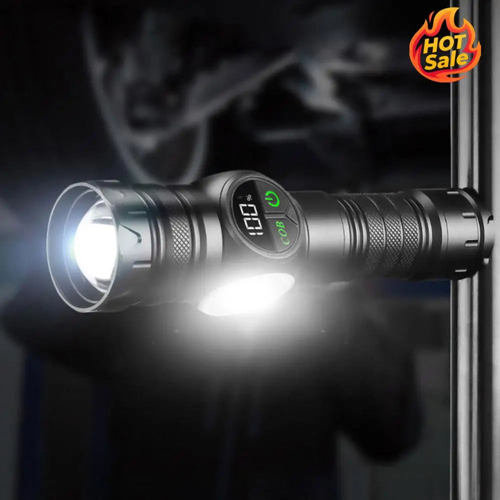 20W LED+COB High Power Flashlight Waterproof Super Bright Flashlight Type-C Rechargeable Powerful Flashlight for Camping Hiking Oasis Select