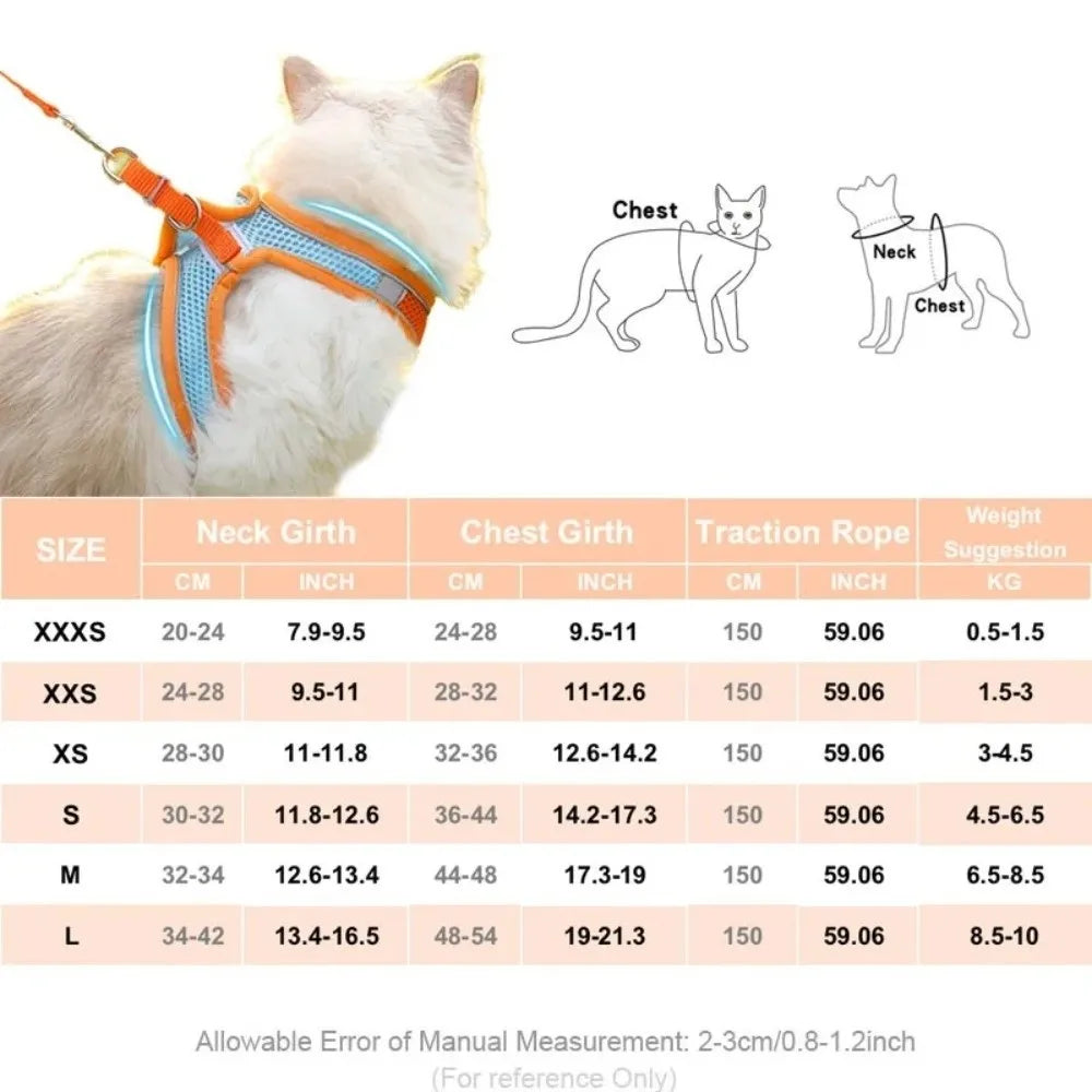 Adjustable Dog & Cat Harness Leash Set | Reflective, Escape-Proof
