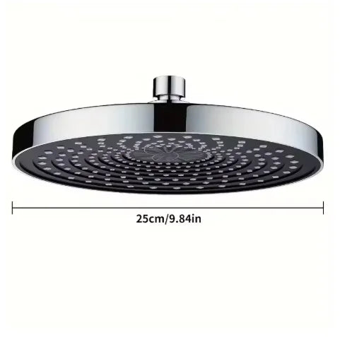25cm Large Top Shower Head High Flow Pressurized Bathroom Single Sprayer for Home Use Oasis Select Silvery