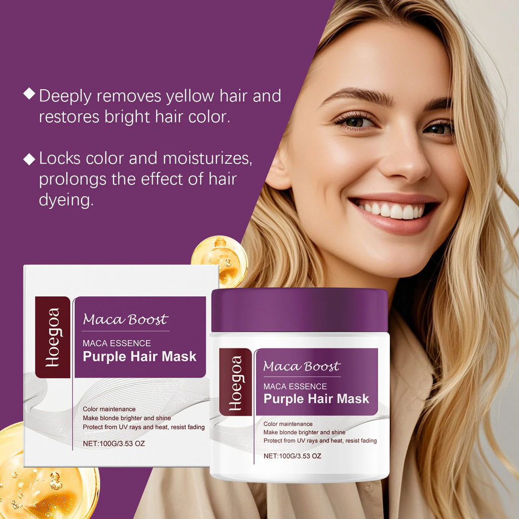 Maca Boost Purple Shampoo Fade Yellow After Bleach Hair Gray Hair Remedy Non-Irritating Purple Hair Mask For Dry Damaged Hair Oasis Select