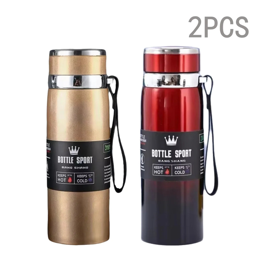 1000ml Thermal Water Bottle Thermos Vacuum Flask Double Stainless Steel Coffee Tea Insulated Cup Leakage-proof for Office Oasis Select Gold Red 2PCS 1000ML