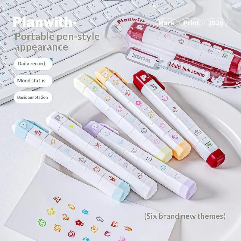 Cute INS Kawaii Multilink Mood Stamp Waterproof Decorative Stamp for Journal Scrapbooking Art Craft Supplies Oasis Select