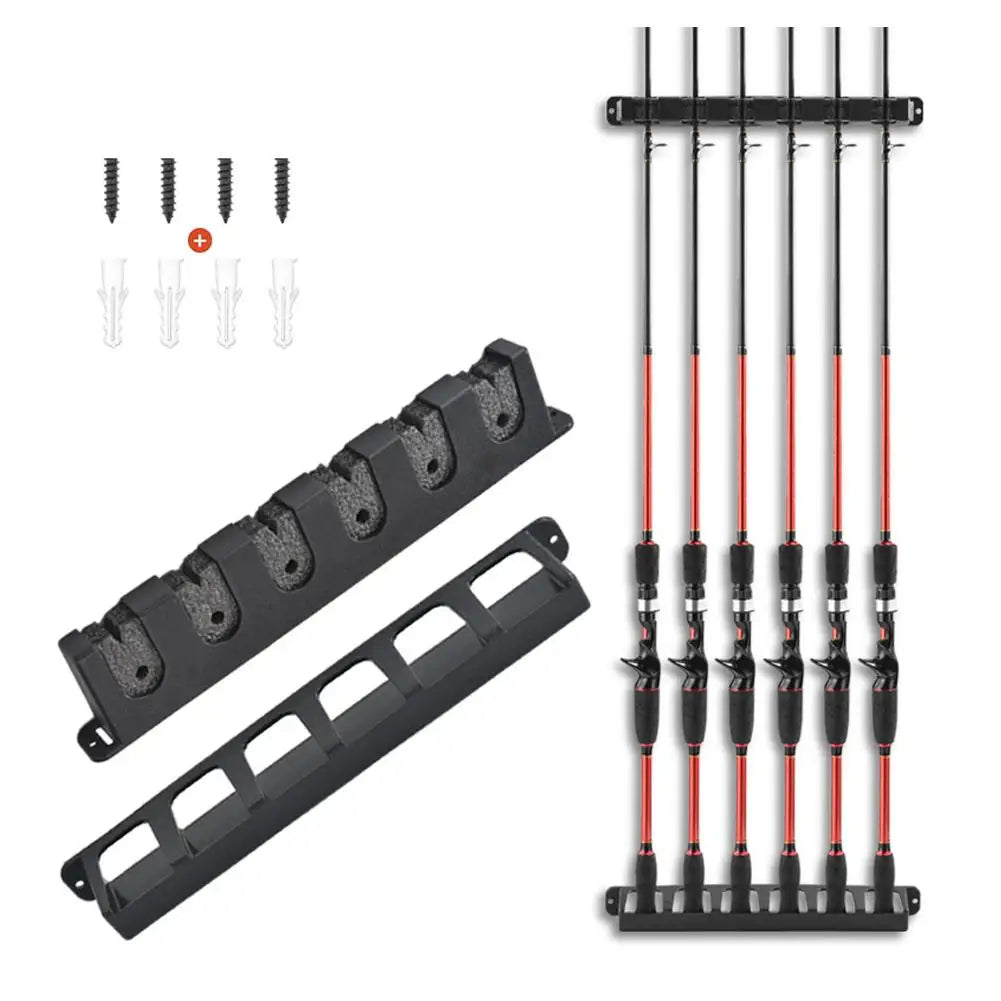 Easy-Install Fishing Rod Holder Wall Mounted Fixing Bracket for Boat Fishing Rod Holder Display Stand Fixed Frame Oasis Select vertical BLACK