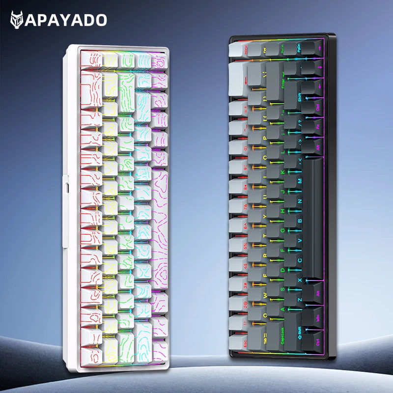 APAYADO A68 Hot-Swappable Mechanical Keyboard, 68-Key Compact, RGB Backlight, Blue/Red Switch Options, NKRO for Gaming Oasis Select