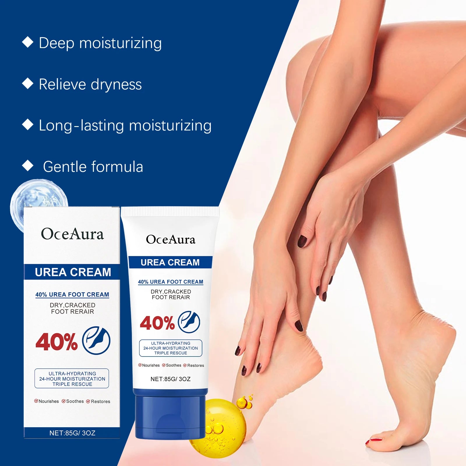 Urea Foot Cream Softening Dry Cracked Heels Exfoliating Improve Roughness Deep Moisturizing for Dry Cracked Hydrating Oasis Select