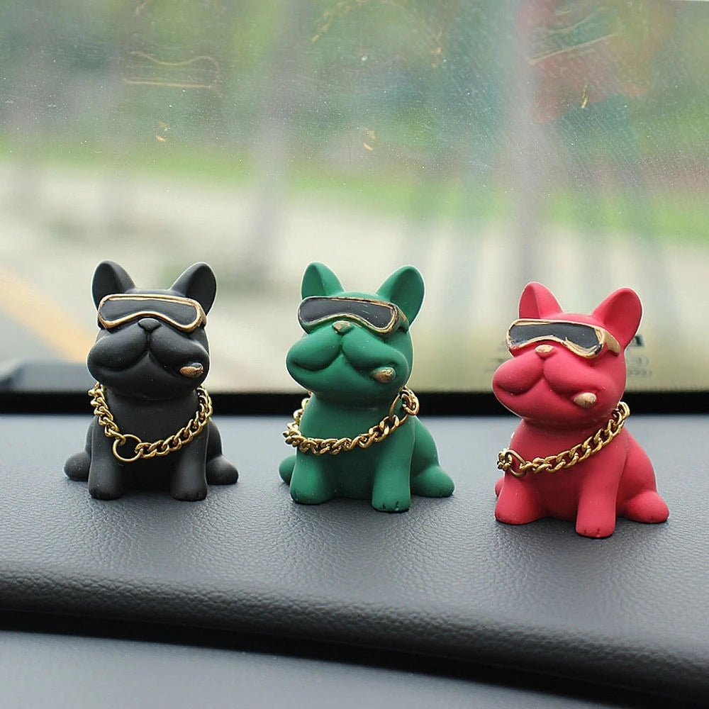 Car Ornaments Feel Comfortable Wear-resistant Green Bulldog Resin Material Car Dashboard Decoration Car Interior Accessories Oasis Select