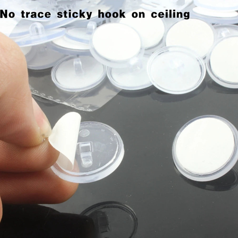 Transparent Self-Adhesive Ceiling Hooks | Silicone Disc 10–50 Pack
