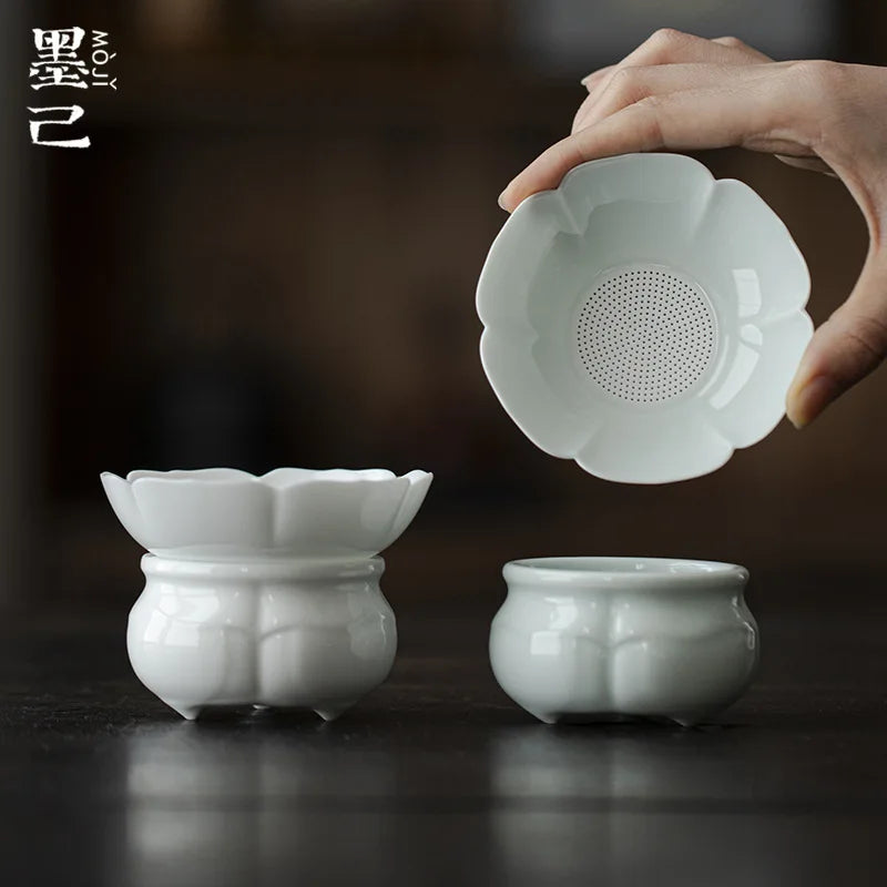 Ceramic Tea Strainer Kung Fu Tea Residue Filter Tea Jade Clay White Porcelain Tea Accessories Oasis Select