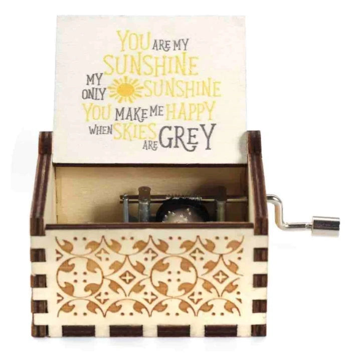 Wooden hand cranked music box, you are my sunshine music painting boutique gift, music box Oasis Select 17