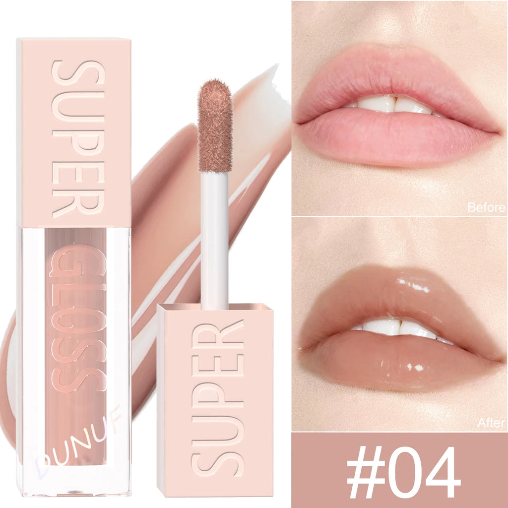 DUNUF 1PCS High-shine Lip Gloss Shimmer Pearlescent Lipstick Easy to Color Waterproof Sweat-proof Non-stick to Cup Non-fading Oasis Select 04