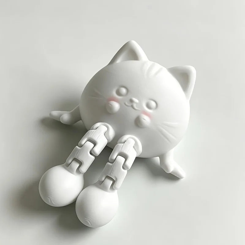 Cute Articulated Joint Cat Figurine Monitor Topper 3D Printing Kitten Desktop Ornament Mini Animal Statue Home Office Desk Decor Oasis Select