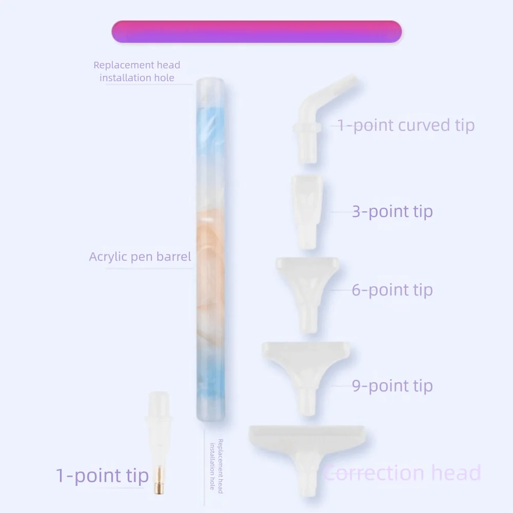 5D Diamond Painting Pen with 6 Tips | DIY Craft Point Drill Pen