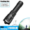 KDULIT High Power Strong Light Flashlight Telescopic Zoom LED Rechargable Tactical Torch Power Display for Camping Emergency Oasis Select 1pc