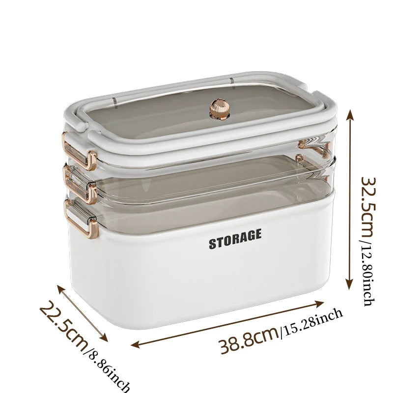 Saim First Aid Organizer Box Medical Box Transparent 3-Tier Fold Tray with Removable Pill Case Portable Lockable First Aid Conta Oasis Select 3Layer whiteL