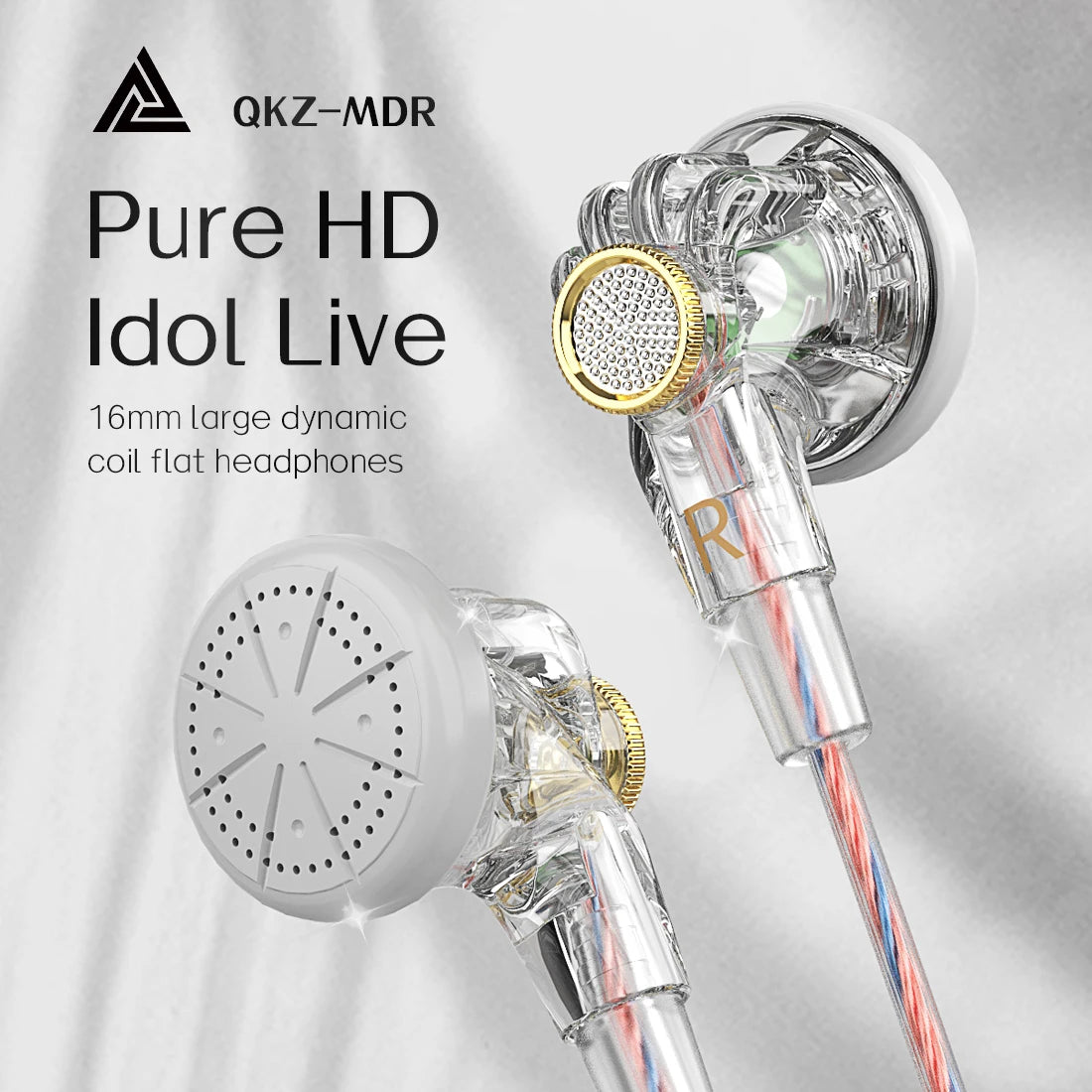 QKZ MDR Flat-Head Headphones 16MM Large Dynamic HIFI Bass Sport Earbuds Music Wired Earphones 3.5MM AUX Headset In Ear With Mic Oasis Select