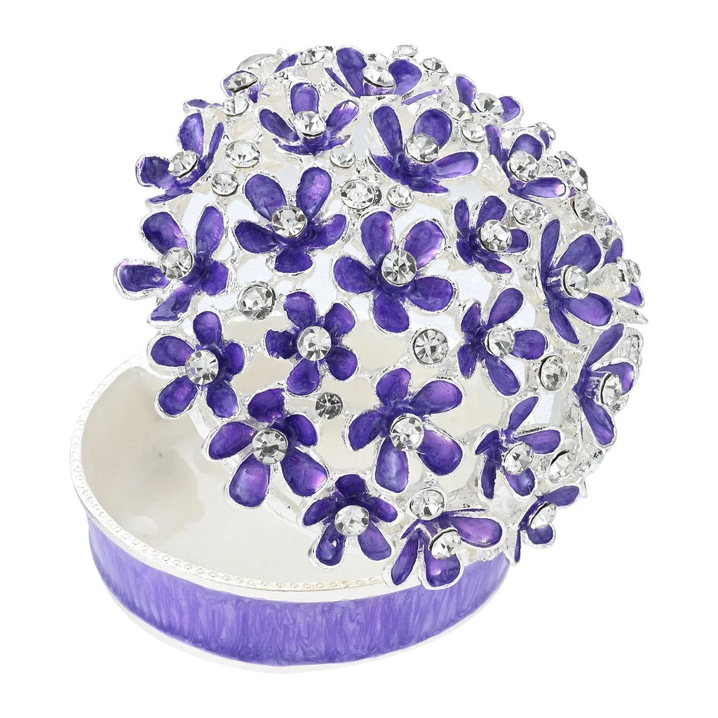 Purple Flower Ball Jewelry Box Sparkling Crystal Easy Open Magnet Clasp Dresser Ornament Gift for Girlfriends Wife Mom 55mm/2In Oasis Select