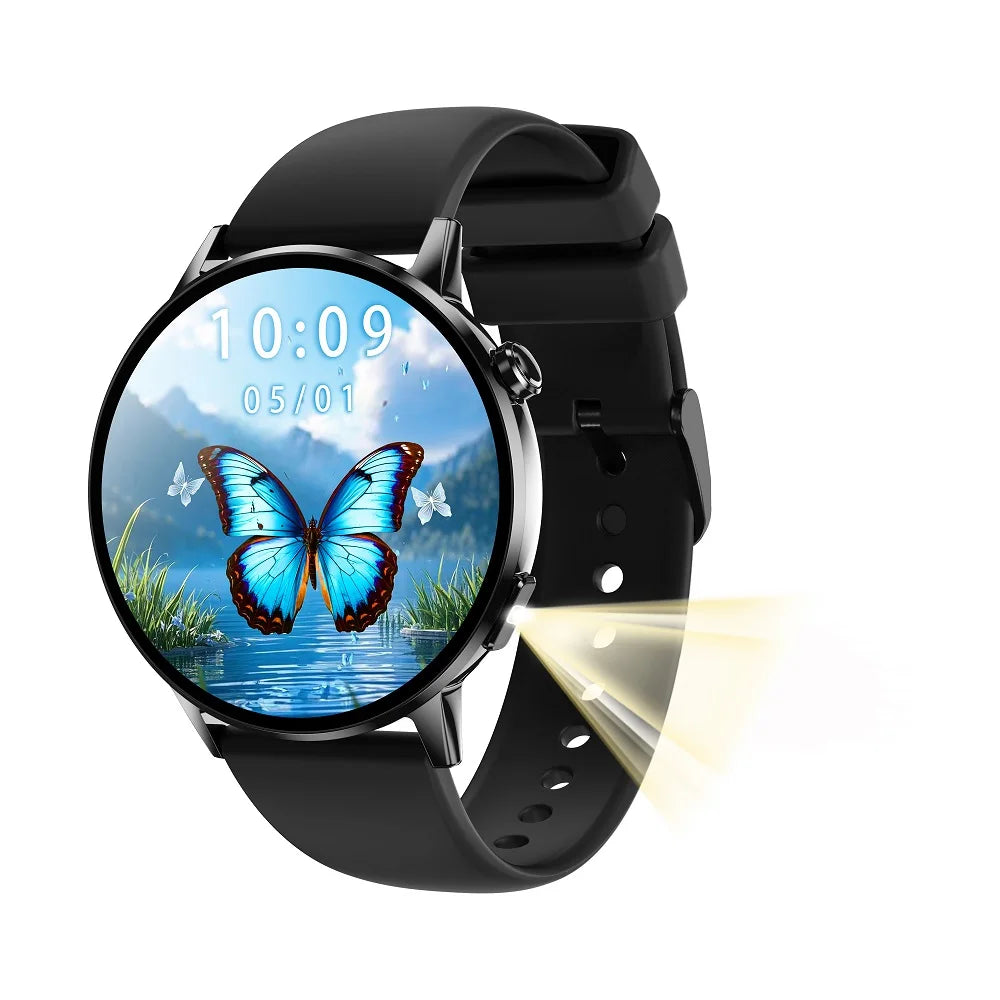 Smartwatch Waterproof Flashlight Luxury Women AMOLED Screen Blue Tooth Call Smart Watches Lady Heart Rate Health Voice Assistant Oasis Select BKBKS