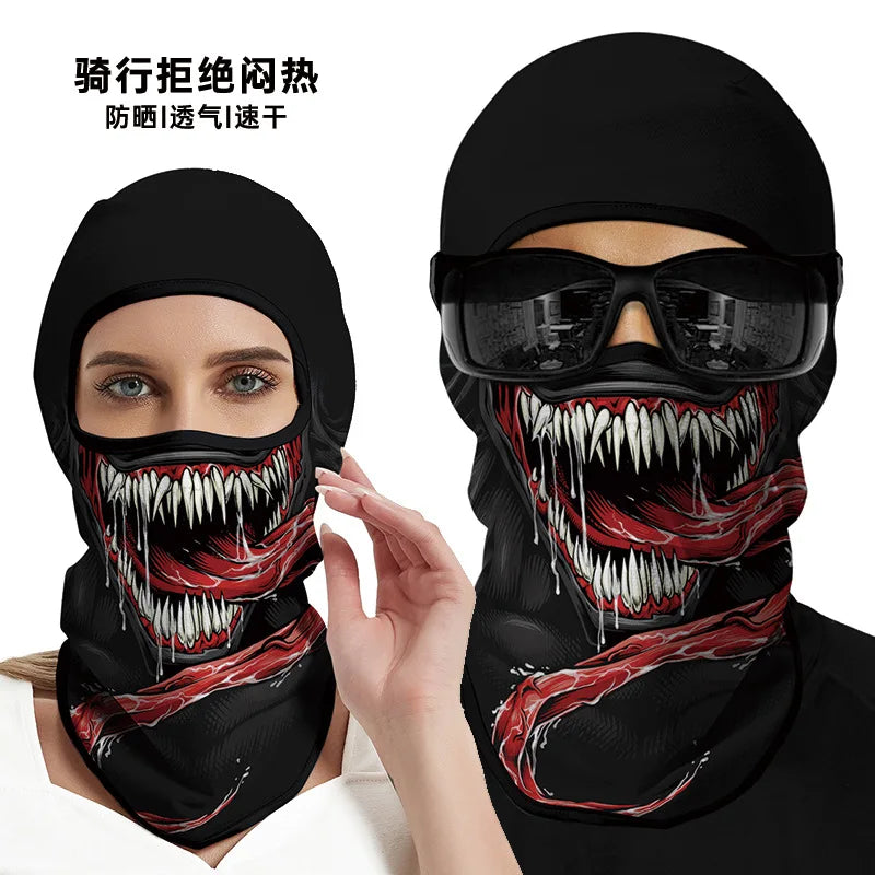 3D Funny Mask Motorcycle Face Cover Ski Mask Joker Skull Balaclava Headgear Outdoor Hiking Camping Neck Gaiter Bandana Scarf Men Oasis Select Red