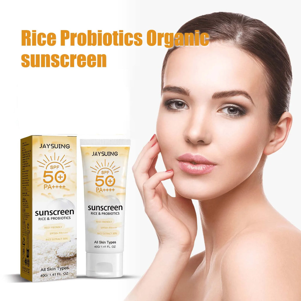 Probiotic Organic Rice Sunscreen Prevent Tanning Reduce Risk Sunburn Waterproof Broad Spectrum Protection UV Resistant Lotion Oasis Select