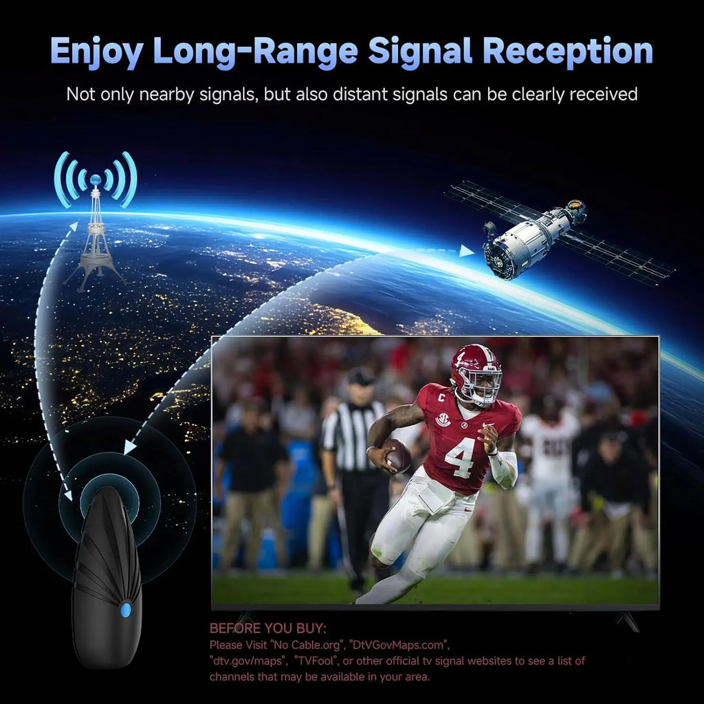 Digital TV Antenna – Indoor/Outdoor, 360° Reception, 35ft Ultra-Long Cable,Windproof/Waterproof,4K 1080p HD,USB Amplifier Oasis Select