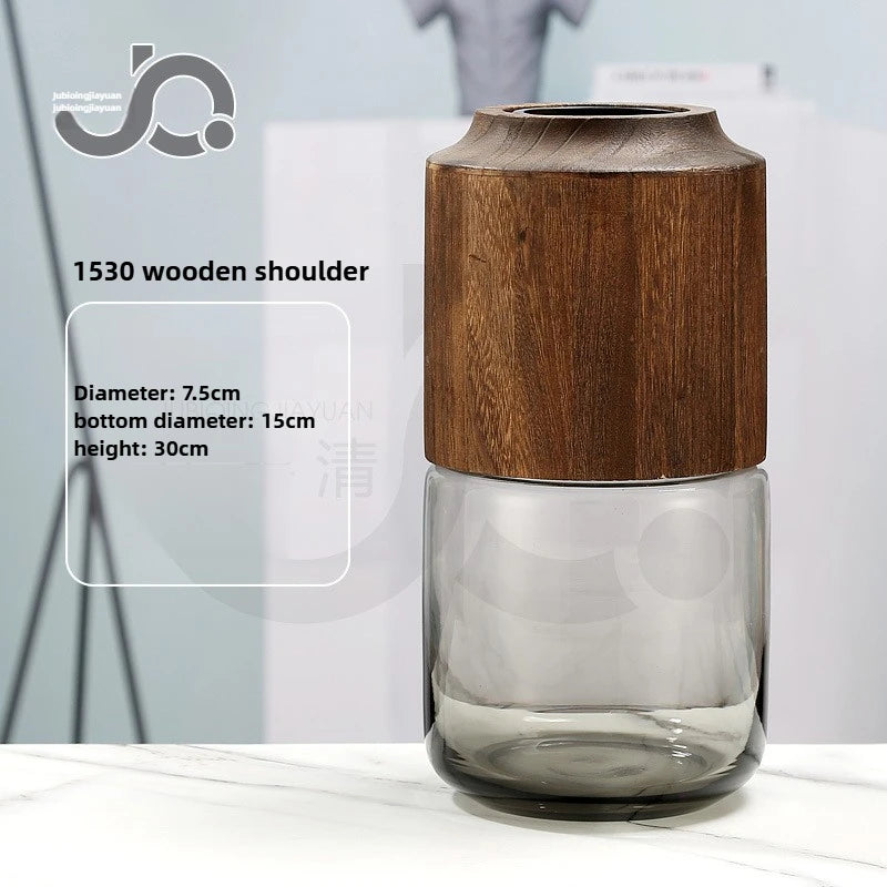 Modern Simple and Creative Wooden Piers Glass Vases Tabletops Home Flower Arrangements and Study Decorations Flower Vase Oasis Select 1530
