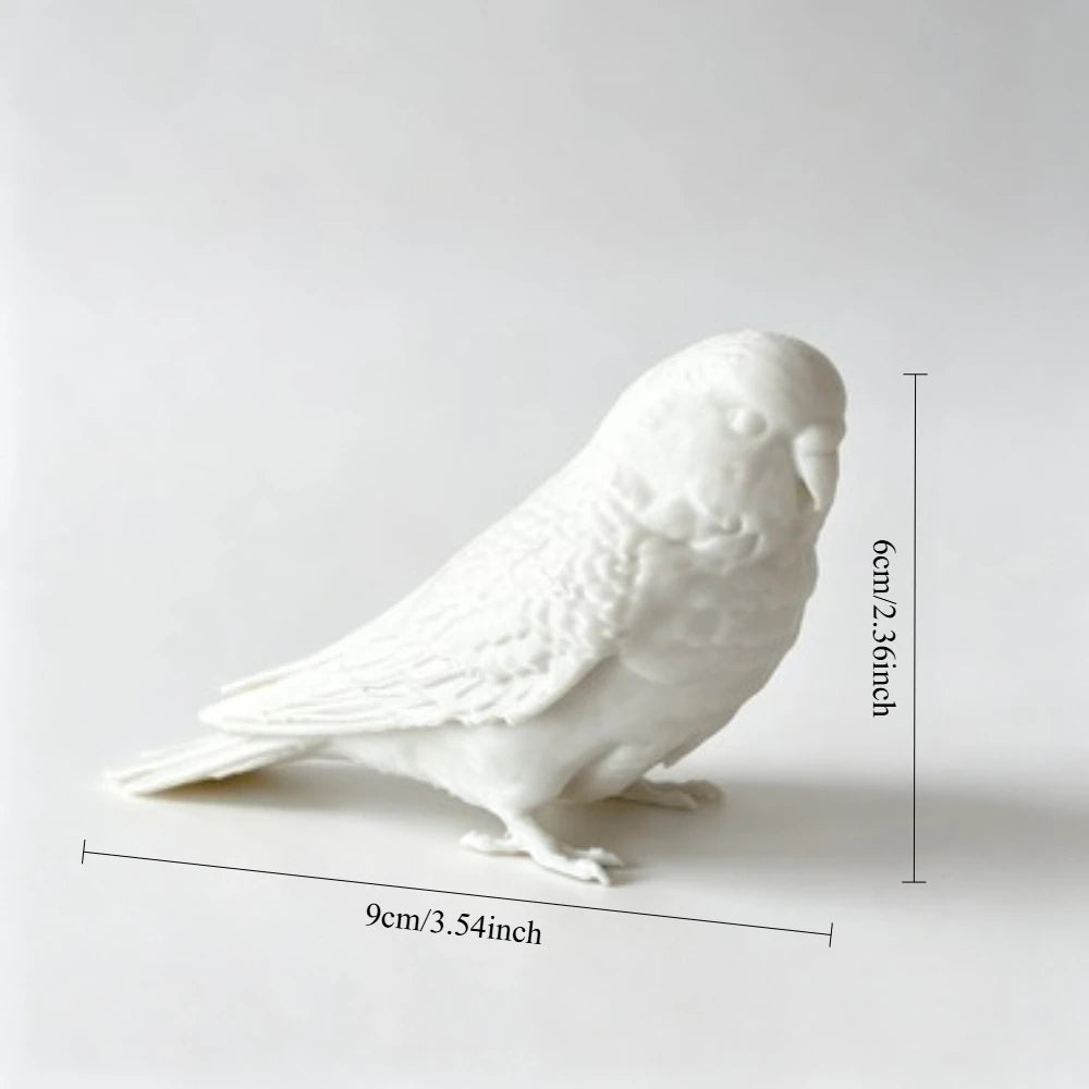 3D Printed Realistic Budgie Parrot Model Lifelike Tiger Skin Parakeet Figurine Desktop Decor Bird Collectible DIY Ornament Oasis Select WHITE
