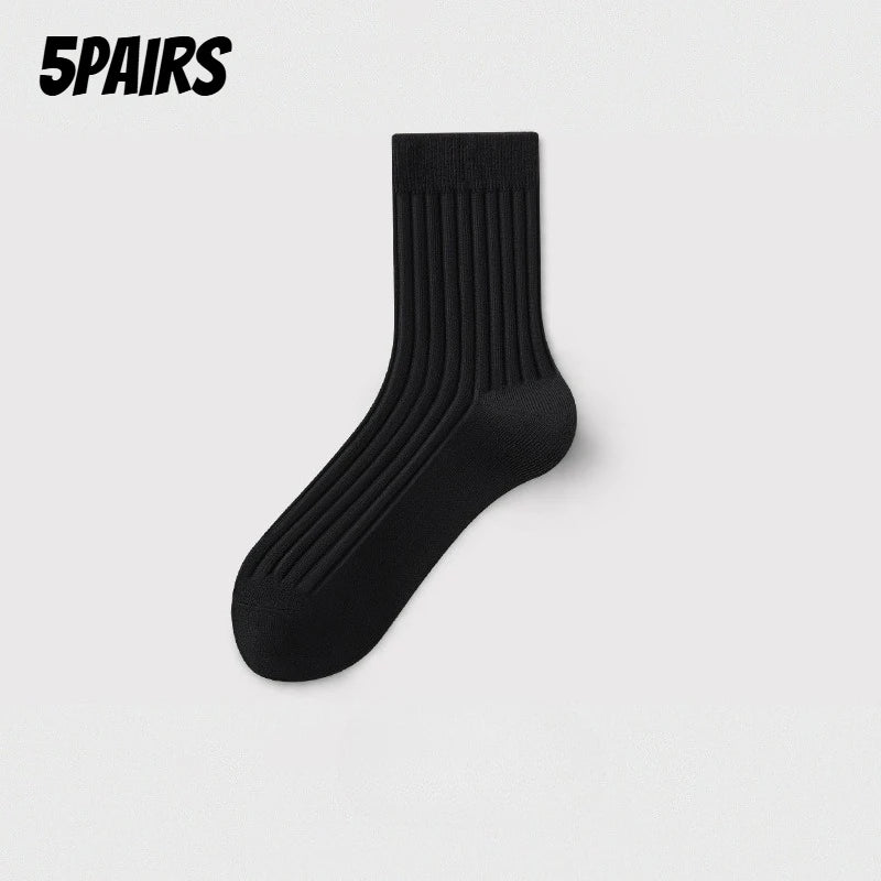 Men's Socks 5-Pair Set - Breathable and Soft, Suitable for All Seasons, Suitable for Casual Sports, Business Dress Oasis Select black