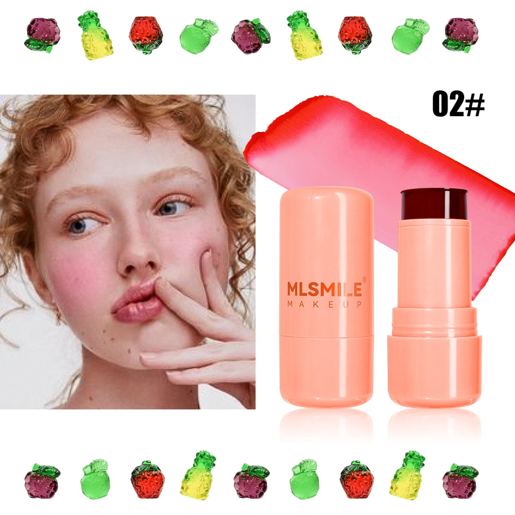 MLSMILE 2 In 1 Jelly Blush Stick Lip Cheek Tint Brightening Cream Makeup Long Lasting Natural Glow Oasis Select 02