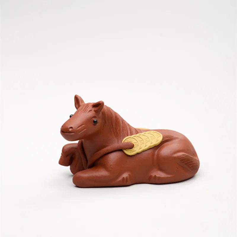 Tea Pet Get Rich Zodiac Small Figurine Handmade Sculpture Tea Set Table Decoration Craft Oasis Select Red