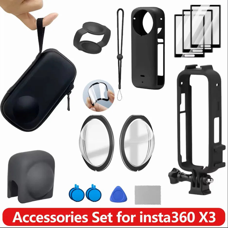Insta360 X3 Accessories Kit – Lens Guard, Screen Film & Case