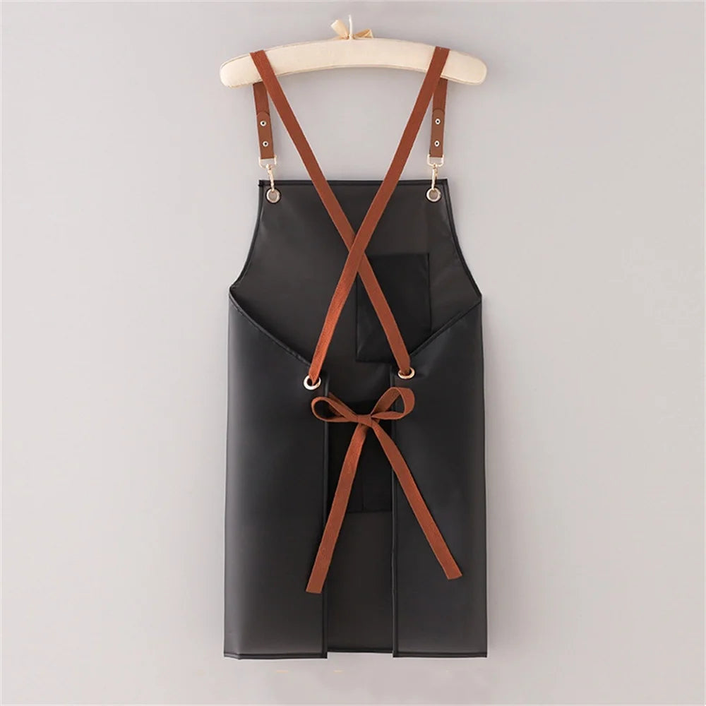 New Apron Waterproof And Oil-proof Strap Fashionable Korean-style Overalls Household Kitchen Cooking Women's TPU Work Clothes Oasis Select