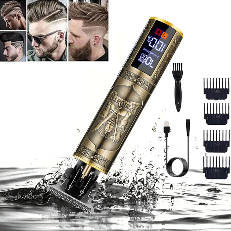 Vintage Carving Hair Cutting Machine T9 Professional Portable Rechargeable Man Beard Cutting Machine / Hair Clipper Accessories Oasis Select