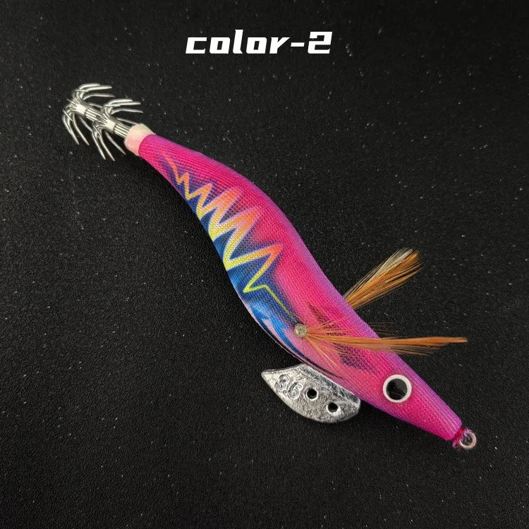 Multi-specification luminous beads wooden shrimp squid hook wooden shrimp set new lightning striped wooden shrimp squid hook exp Oasis Select Navy Blue Lightning No. 3.0