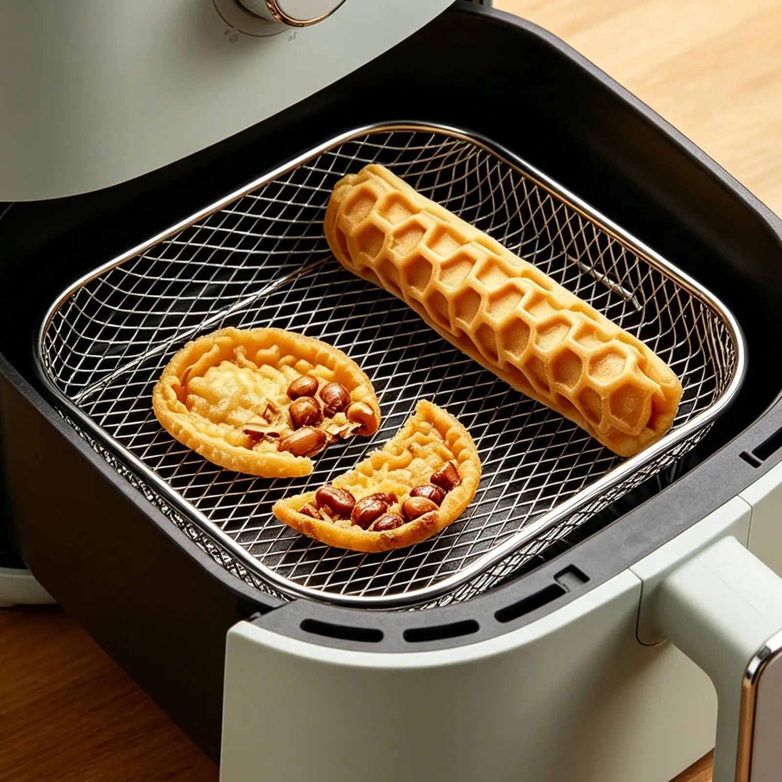 Air Fryer Rack Square Non-Reversing Square Stackable Food Grade Air Fryer Mesh Basket for Oven Microwave Steamer Home Kitchen Oasis Select