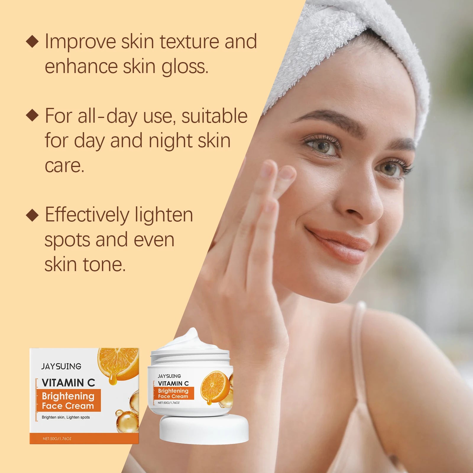 Jaysuing Vitamin C Brightening Face Cream 50g – Glow & Hydrate Brightening Face Cream Oasis Select