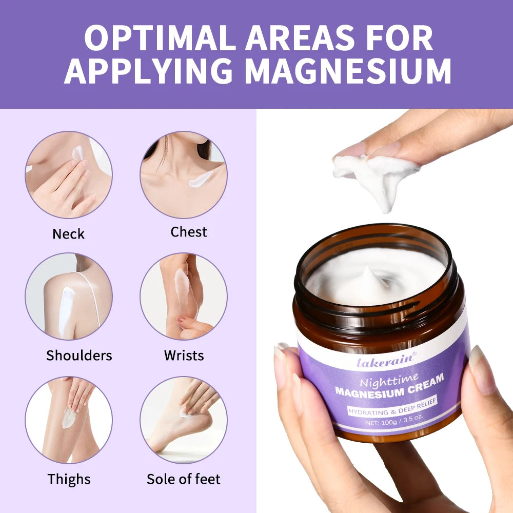 Magnesium Lotion Nighttime Magnesium Cream Lavender Legs Arms Chest Care Natural Aid for Deep Sleep Moisturizer After-sun repair Oasis Select