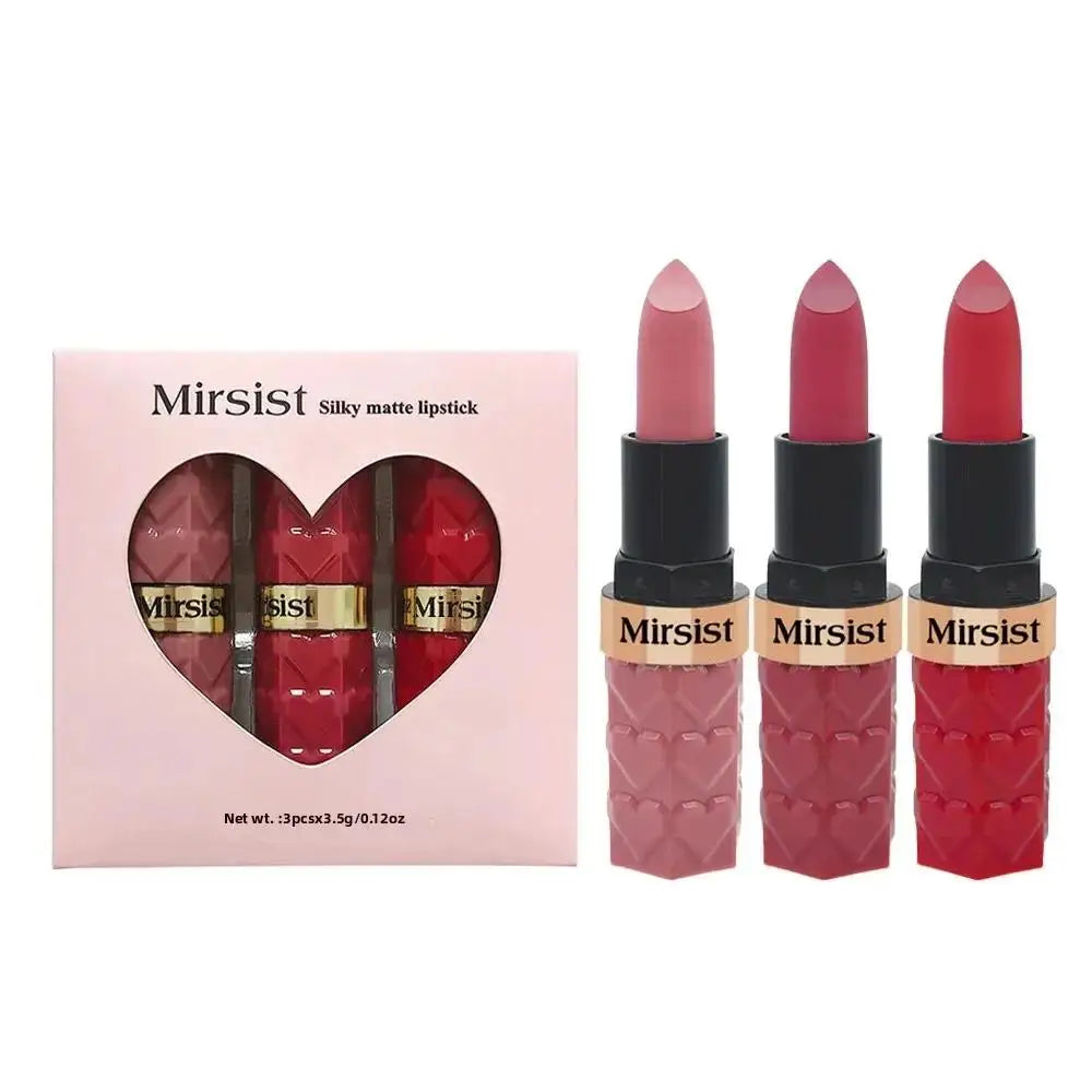 Mirsist 3-Piece Matte Velvet Lipstick Set – Waterproof & Long-Lasting