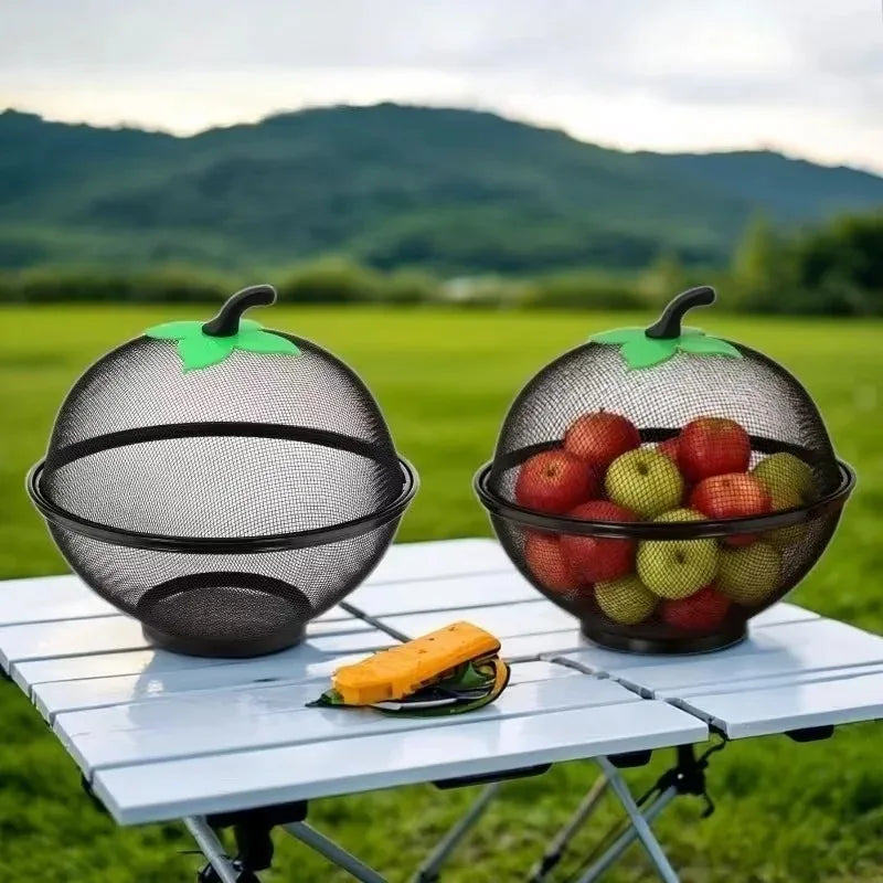 3pcMetal Fruit Basket with Mesh Cover, Kitchen Storage Rack Suitable for Home and Outdoor - Easy To Clean and Moisture Resistant Oasis Select