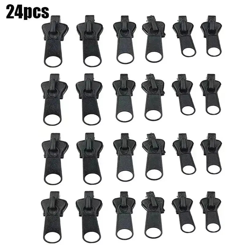 6-30Pcs New Instant Zipper Universal Instant Fix Zipper Repair Kit Replacement Zip Slider Teeth Rescue New Design for DIY Sew Oasis Select 24pcs Black