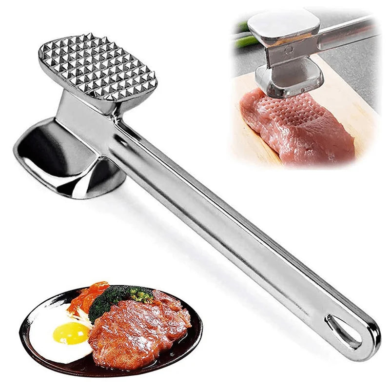 Meat Tenderizer Hammer, Stainless Steel Steak Metal Mallet Kitchen Tool Heavy Duty Durable Double-Sided Meat Tenderizer Oasis Select