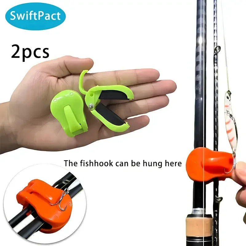 2/4pcs Quick-Attach Fishing Rod Clip - Tool-Free 1-Hand Holder for 2-Piece Freshwater Rods, Secure Grip Tackle Organizer Oasis Select 2pcs Green