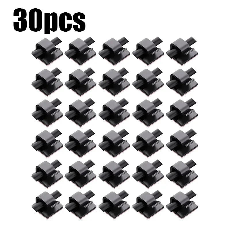 10/20/30/40/50pcs Cable Clips Self-Adhesive Cord Management Wire Holder Organizer Clamp Self-Adhesive Light Clips Car Wire Clip Oasis Select 30pcs Black