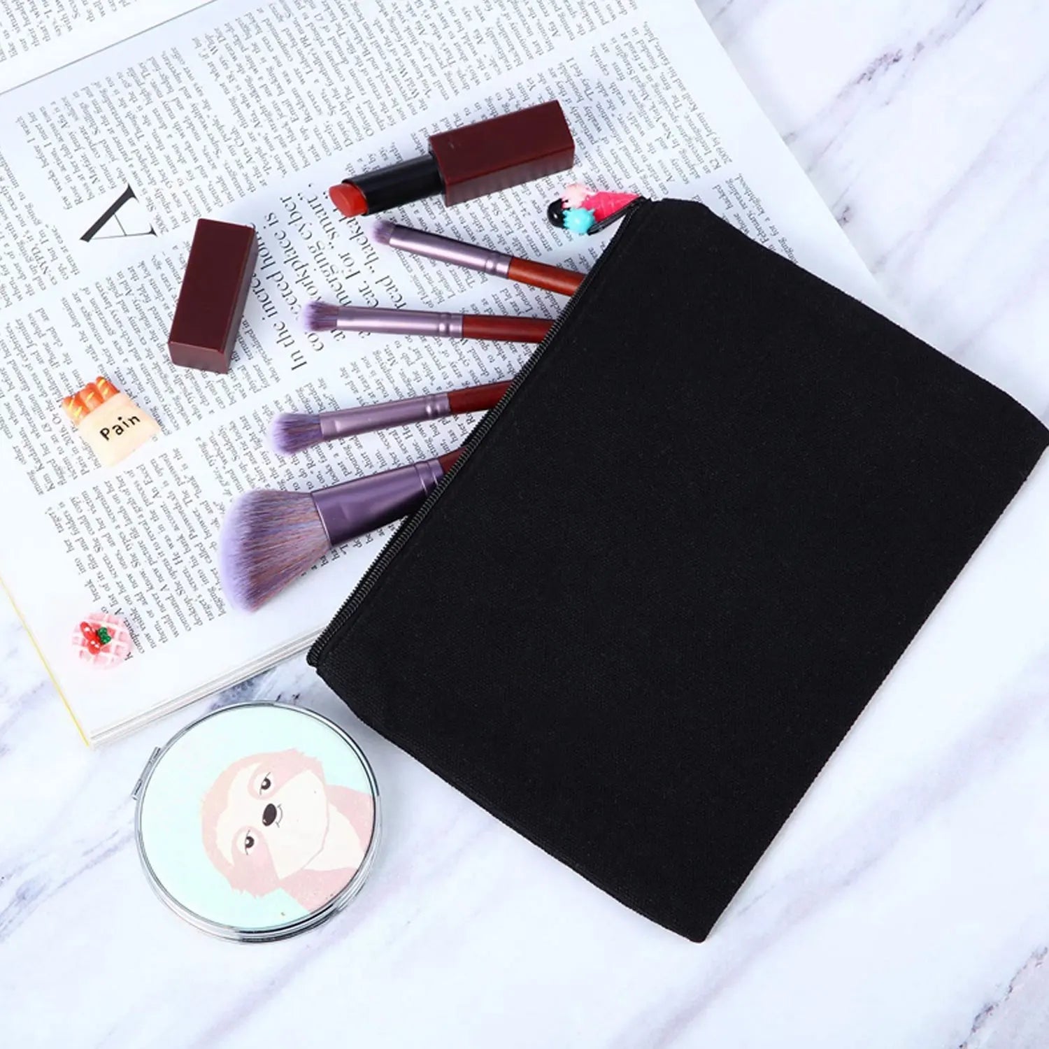 10pcs Blank Beige Diy Craft Bag Canvas Pencil Case Makeup Bags Zipper Pencil Bag Cosmetic Pouch Student Stationery Supplies Oasis Select