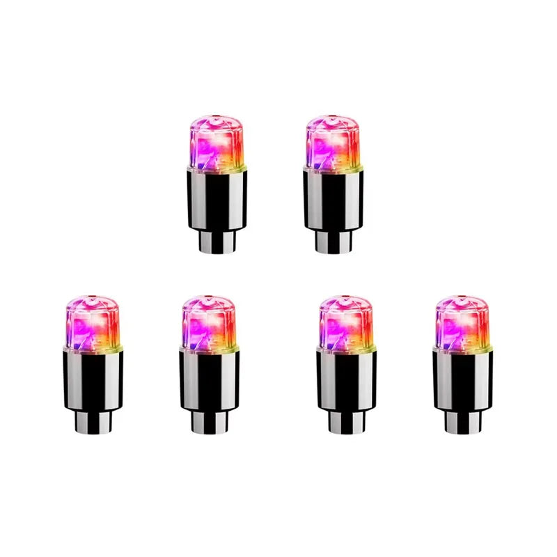 2/4/6/8Pcs Car Light Bicycle LED Tire Lights Universal Car Neon Lamp Valve Cover Lights Tire Colorful Flashing Bulb Decoration Oasis Select 6pcs Colorful