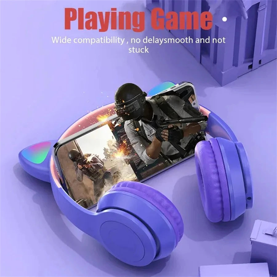 P47M Wireless Bluetooth Headset Gamer Cat LED Light Waterproof Noise Cancelling Earbuds Wireless Headphones Bluetooth Earphones Oasis Select