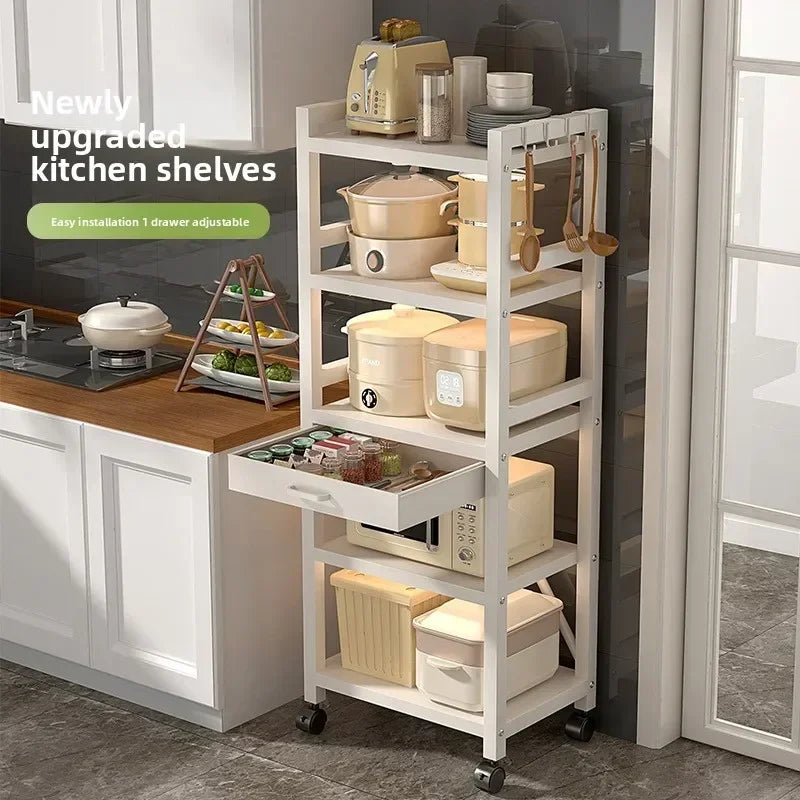 Kitchen rack Floor-to-ceiling multi-layer crevice storage rack Oven microwave oven with drawer storage rack Durable Oasis Select